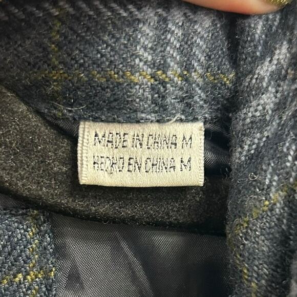 Firethorn Vintage Plaid Wool Blend Button Down Leather Trim Flannel Mens Medium - Picture 4 of 7